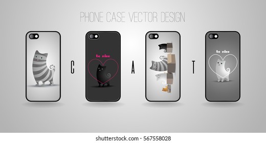 Phone case vector design. Theme - cat