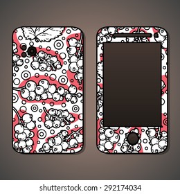 phone case. Vector example of using hand drawn food pattern for phone cases