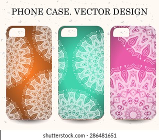 Phone case. Vintage vector background. Decorative ornamental elements.