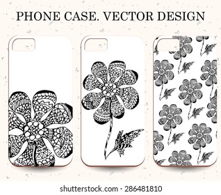 Phone case. Vintage vector background. Decorative frola elements.
