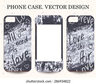 Phone case. Vintage vector background. Decorative love elements.