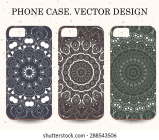 Phone case. Vintage vector background. Decorative ornamental elements.