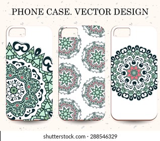 Phone case. Vintage vector background. Decorative ornamental elements.