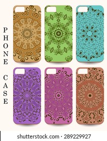 Phone case. Vintage vector background. Decorative ornamental elements.