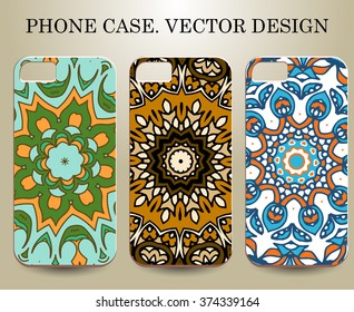 Phone case. Vintage vector background. Decorative ornamental elements.