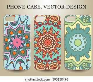 Phone case. Vintage vector background. Decorative ornamental elements.