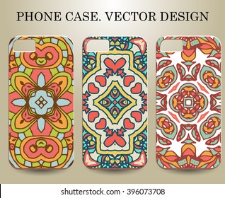 Phone case. Vintage vector background. Decorative ornamental elements.