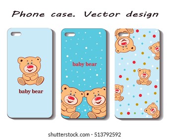 phone cases. Beautiful cute bears.Vector