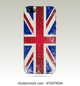 phone cases with grunge United Kingdom flag. Vector Illustration