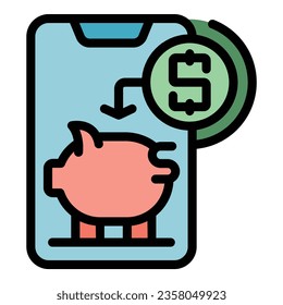 Phone cash back icon outline vector. Reward coin. Pay return color flat