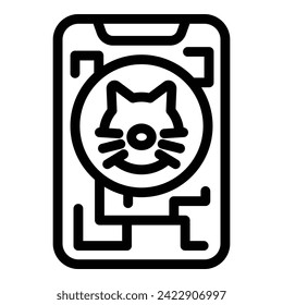 Phone cat tracker icon outline vector. Online view. Slender lost system