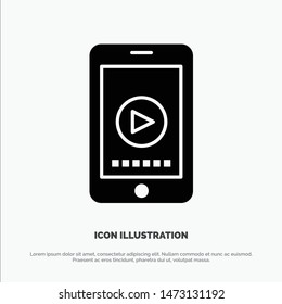 Phone, Cell, Play, Video Solid Black Glyph Icon