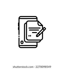 Phone, cellphone smartphone with document outline icons. Vector illustration. Isolated icon suitable for web, infographics, interface and apps.