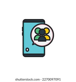 Teléfono, smartphone de teléfono móvil con iconos de esquema rellenos de grupo. Ilustración vectorial. Icono aislado adecuado para web, infografías, interfaz y aplicaciones.