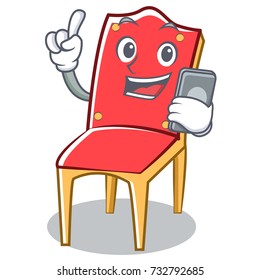 With phone chair character cartoon vector art illustration