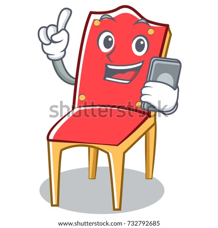 With phone chair character cartoon vector art illustration