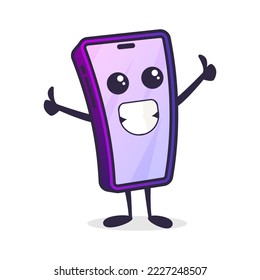Phone character cartoon with thumb up