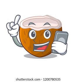 With phone character coconut of pieces in market
