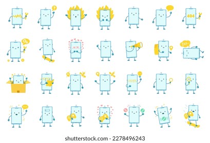 Phone character kit. Vector illustration set.