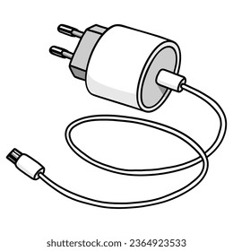 Phone Charger Adapter Doodle Drawing Illustration Vector Icon