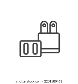 Phone charger adapter line icon. linear style sign for mobile concept and web design. Charging adapter outline vector icon. Symbol, logo illustration. Vector graphics