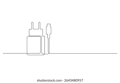 phone charger continuous line art drawing