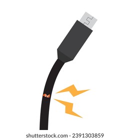 Cargador de teléfono deteriorado vector. espacio libre para texto. cerrar.