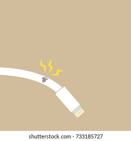 Phone charger deteriorate vector. free space for text. close up.