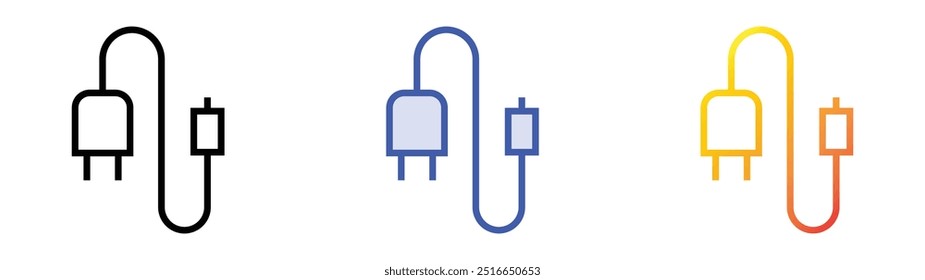 phone charger icon. Linear, Blue Fill and Gradient Style Design Isolated On White Background