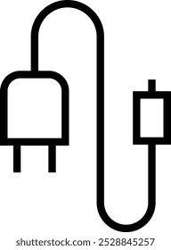 Symbol für das Telefonladegerät. Dünnes lineares Design einzeln auf weißem Hintergrund