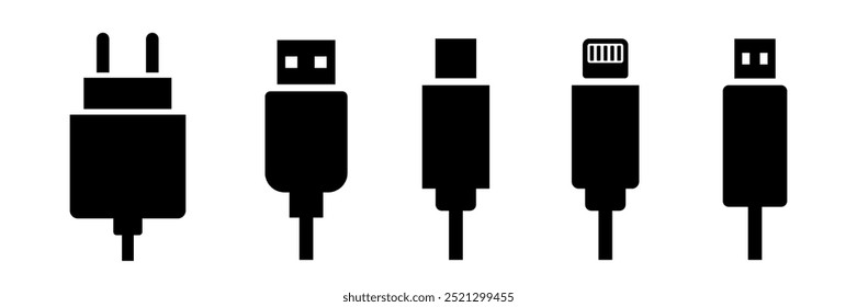 Icono del cargador del teléfono. Icono de cargador USB.