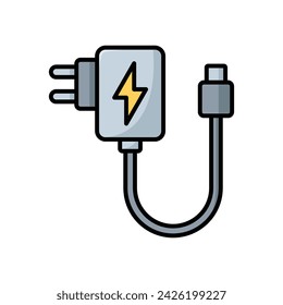 plantilla de diseño de vector de icono de cargador de teléfono simple y limpia