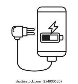 Vector del icono del cargador del teléfono en el fondo blanco