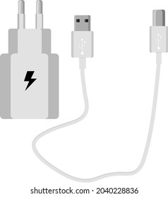 Phone charger, illustration, vector on white background.