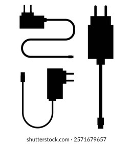 Phone Charger Silhouette on a white Background