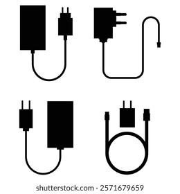 Phone Charger Silhouette on a white Background