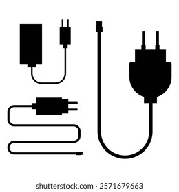 Phone Charger Silhouette on a white Background