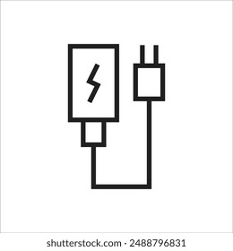 línea del icono del Vector del cargador del teléfono nuevo