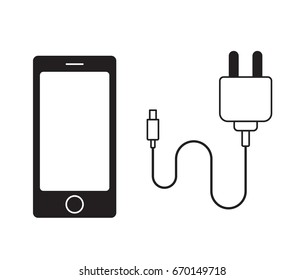 Phone and Charger vector illustration.