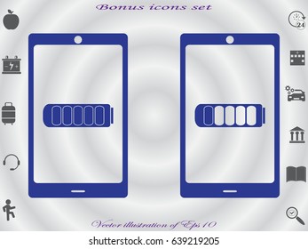 phone, charging, battery icon, vector illustration eps10