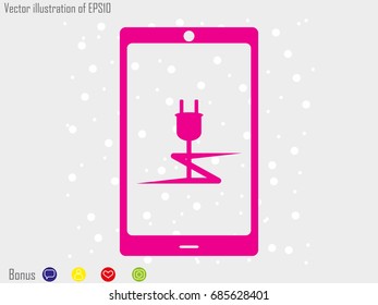 phone, charging, battery icon, vector illustration eps10