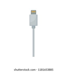 Phone charging and data connector with white cable. USB universal serial bus connector. Flat vector design