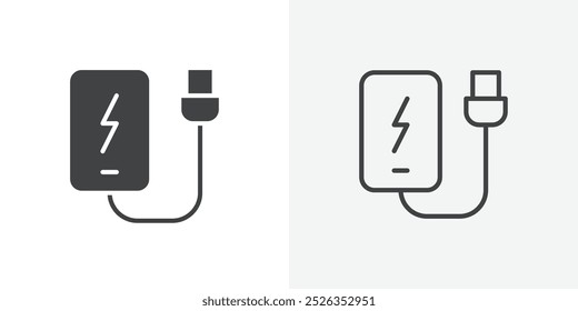 Icono de carga del teléfono plano y diseño de conjunto simple
