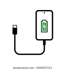 Teléfono Icono de carga contorno estilo blanco y negro