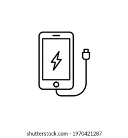 phone charging icon vector illustration. line style simple icon design. isolated on white background