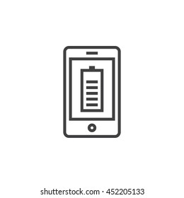 phone charging line icon, outline vector logo, linear pictogram isolated on white, pixel perfect illustration
