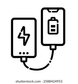 Phone Charging Outline Icon Isolated On White Background