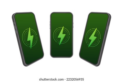 Phone charging. Smartphone Charger. Battery charging. Vector stock illustration.