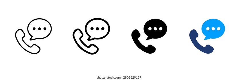 Phone chat icon. Call message symbol. Simple pictogram for phone conversation, customer support, contact service, callback, mobile communication and help line.