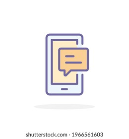 Phone chat icon in filled outline style. For your design, logo. Vector illustration.